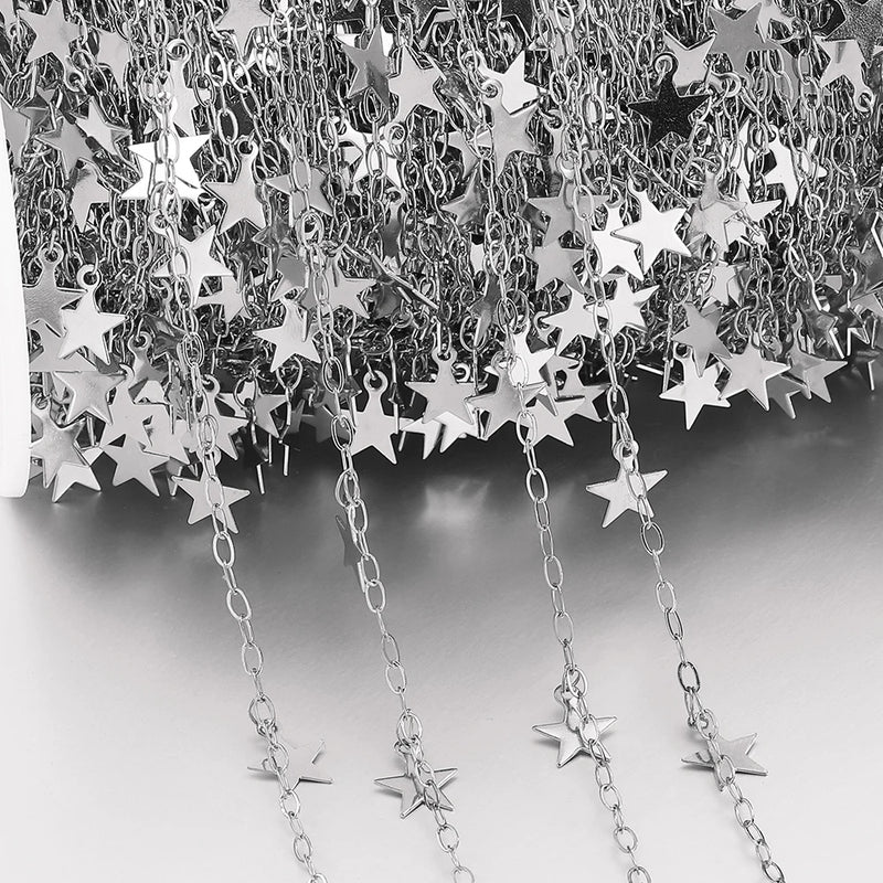 2Meters 1Meter Stainless Steel Moon Star Disc Link Chain Necklace DIY