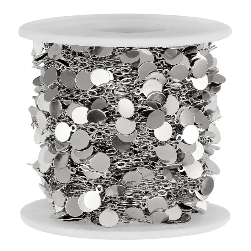 Stainless Steel Disc Sequins Chain Charms for Jewelry Making DIY