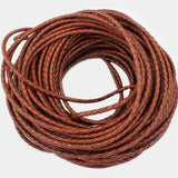 2M 3mm 5mm Round Braided Leather Cord Coffee Cow Leather Cords String Rope