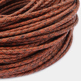 2M 3mm 5mm Round Braided Leather Cord Coffee Cow Leather Cords String Rope