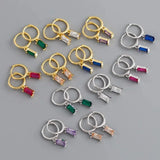 2PC Stainless Steel Zircon Small Hoop Earrings Wedding Jewelry Gift