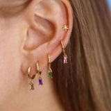 2PC Stainless Steel Zircon Small Hoop Earrings Wedding Jewelry Gift