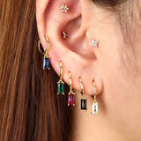 2PC Stainless Steel Zircon Small Hoop Earrings Wedding Jewelry Gift