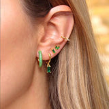 2PC Stainless Steel Zircon Small Hoop Earrings Wedding Jewelry Gift