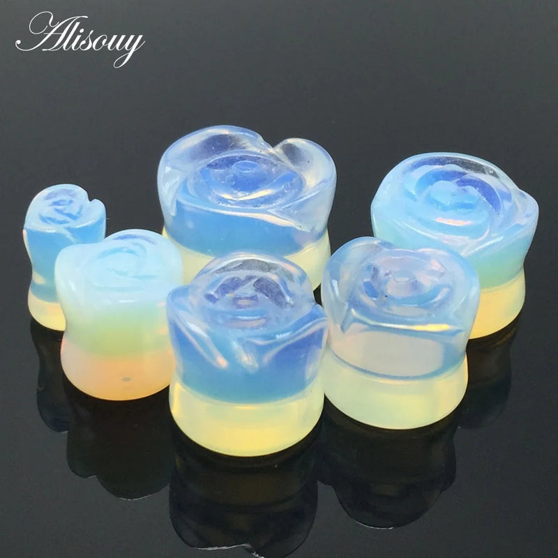 Flower Stone Ear Plugs Gauges Earrings Ear Plug Flesh Tunnel Piercing
