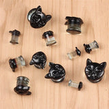 2PC Cat Ear Glass Ear Gauges Body Piercing Jewelry