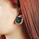 2PC Cat Ear Glass Ear Gauges Body Piercing Jewelry