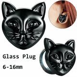 2PC Cat Ear Glass Ear Gauges Body Piercing Jewelry