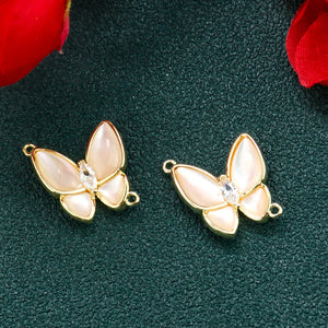 Double Ring Pendant Epoxy Shell Butterfly Charms Bracelet Necklace
