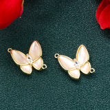 Double Ring Pendant Epoxy Shell Butterfly Charms Bracelet Necklace