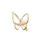 Double Ring Pendant Epoxy Shell Butterfly Charms Bracelet Necklace