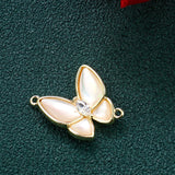 Double Ring Pendant Epoxy Shell Butterfly Charms Bracelet Necklace