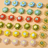 2PC Hand-painted Glass Flower Beads for Jewelry Making