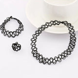 2PC Girls Elastic Vintage Stretch Tattoo Choker Necklace Gothic