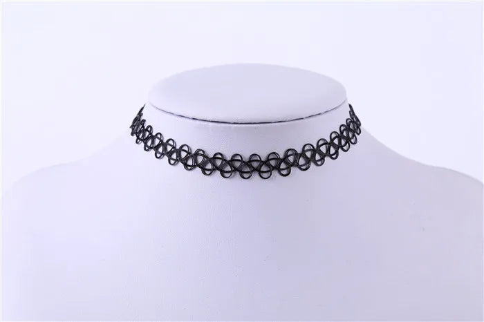 2PC Girls Elastic Vintage Stretch Tattoo Choker Necklace Gothic