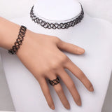 2PC Girls Elastic Vintage Stretch Tattoo Choker Necklace Gothic