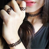 2PC Girls Elastic Vintage Stretch Tattoo Choker Necklace Gothic