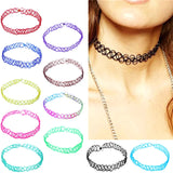 2PC Girls Elastic Vintage Stretch Tattoo Choker Necklace Gothic