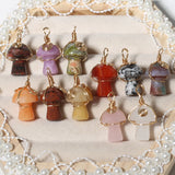 Mini Mushroom Natural Stone Pendant for Jewelry Making