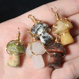 Mini Mushroom Natural Stone Pendant for Jewelry Making