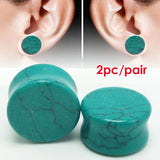 2PC Turquoise Stone Ear Plugs Gauges Tunnel Piercing Expander