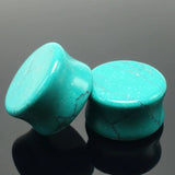 2PC Turquoise Stone Ear Plugs Gauges Tunnel Piercing Expander