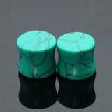 2PC Turquoise Stone Ear Plugs Gauges Tunnel Piercing Expander