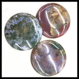 2PC Indian Agate Stone Pendants 40MM 50MM