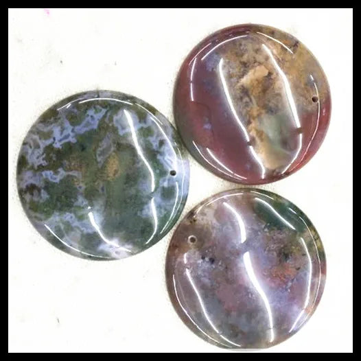 2PC Indian Agate Stone Pendants 40MM 50MM