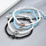 Personalized Circle Photo Bracelet Set - Couple Memorial Jewelry