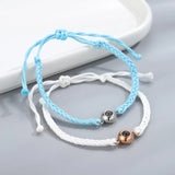 Personalized Circle Photo Bracelet Set - Couple Memorial Jewelry