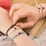 Personalized Circle Photo Bracelet Set - Couple Memorial Jewelry