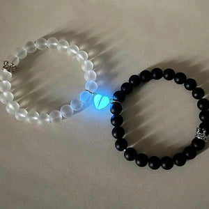 Luminous Heart Magnetic Bracelet Crown Couple Charm Adjustable Matching Bracelet