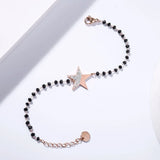 Love Heart Star Beaded Bracelets Set For Women Crystal Silvery Bracelet Pairs