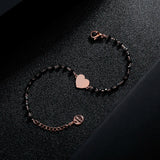 Love Heart Star Beaded Bracelets Set For Women Crystal Silvery Bracelet Pairs