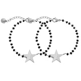 Love Heart Star Beaded Bracelets Set For Women Crystal Silvery Bracelet Pairs