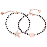 Love Heart Star Beaded Bracelets Set For Women Crystal Silvery Bracelet Pairs
