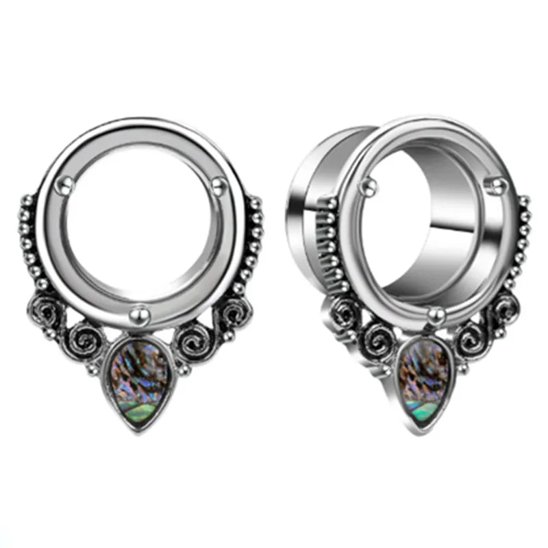 Stainless Steel Crystal Ear Gauge Plug And Tunnel 4-25Mm Shell Steel Ear Tunnel