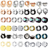 Stainless Steel Crystal Ear Gauge Plug And Tunnel 4-25Mm Shell Steel Ear Tunnel