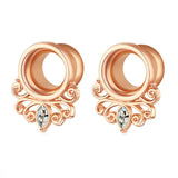 Stainless Steel Crystal Ear Gauge Plug And Tunnel 4-25Mm Shell Steel Ear Tunnel