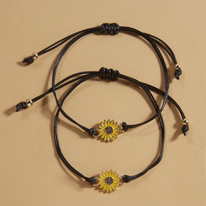 2PC Sunflower Daisy Bracelet Adjustable Bangle Vintage Jewelry Friendship