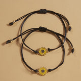 2PC Sunflower Daisy Bracelet Adjustable Bangle Vintage Jewelry Friendship