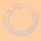 Rhinestone Tennis Anklet Bracelets Boho Foot Jewelry