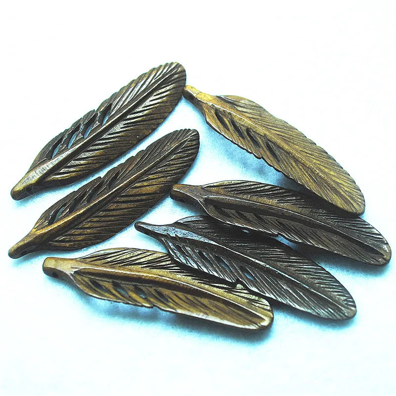 Feather Shape Bone Beads 58x14mm Natural DIY Accessories