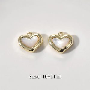 2PCS 10*11mm Plated Love Necklace Bracelet Pendant with Shell Charms