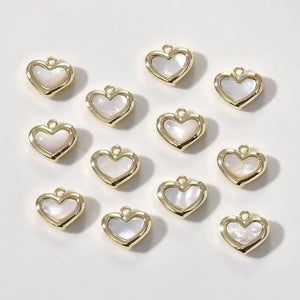 2PCS 10*11mm Plated Love Necklace Bracelet Pendant with Shell Charms