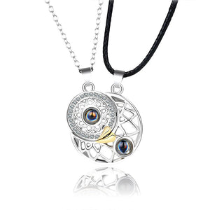 2PCS Sun&Moon Projection Necklaces Couple Necklace Gift