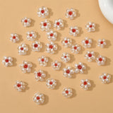 2PCS Mini Red Core Flower Pendants Beads DIY Jewelry Loose Beads