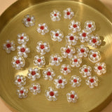 2PCS Mini Red Core Flower Pendants Beads DIY Jewelry Loose Beads