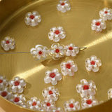 2PCS Mini Red Core Flower Pendants Beads DIY Jewelry Loose Beads